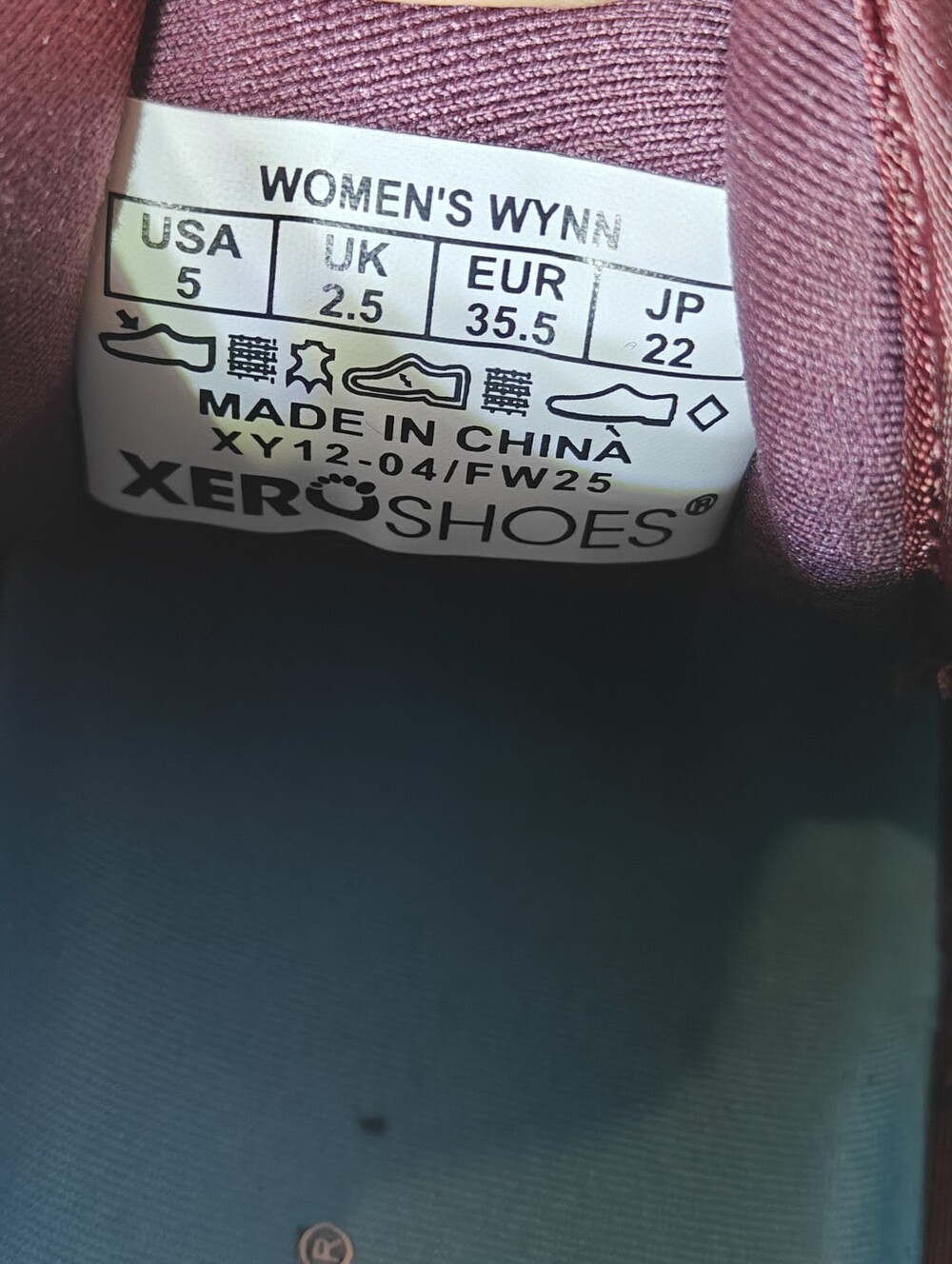 XERO Wynn Minimalist Nylon Athletic Burgundy Sneaker Women's Shoe Sz 5 - Picture 9 of 9